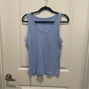 Ann Taylor LOFT periwinkle blue purple cotton v neck tank top size L